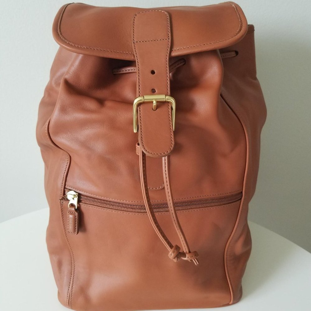 Vintage Coach Tan Leather Backpack - 00529